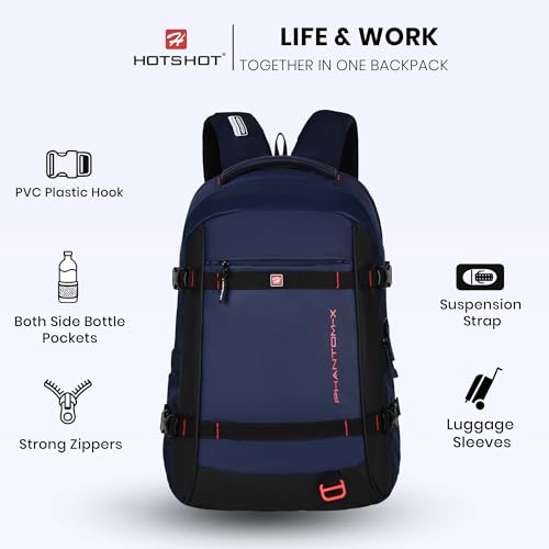 Image of HOT SHOT PHANTOM-X,Detachable Key Ring,Trolley sleeve,Suspension straps,laptop backpack for men|office bag for men|college bag |laptop bag,32 L for men & women
