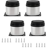 TAIANJI 4 Stück 5cm Möbelfüße Metall, Tischbeine Metall Gebürstet möbelfüße verstellbar Tischbeine Möbelfüße Verstellbar Möbelbeine Edelstahl Runde Füße für Möbel Tischbeine Silber Rund