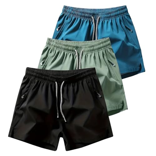 3 Set Men's Workout Athletic Shorts Lightweight Moisture Wicking 3