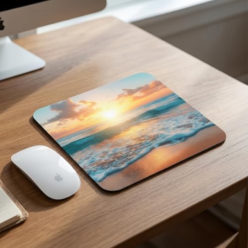 Image of TrendzyKart Premium Non-Slip Mouse Pad | Smooth Surface for Optical & Laser Mice | Anti-Skid Rubber Base | Office, Home & Gaming | Square Ocean Glow Design