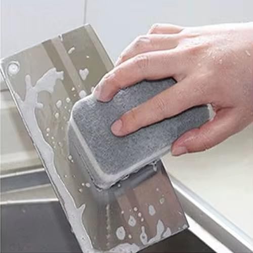 Image of PKI Smart Essentials Dual-Sided Grey Cellulose Sponge with Gentle Scouring Pad - Multi-Purpose for Kitchen, Commercial, and Outdoor Cleaning (Set of 6)
