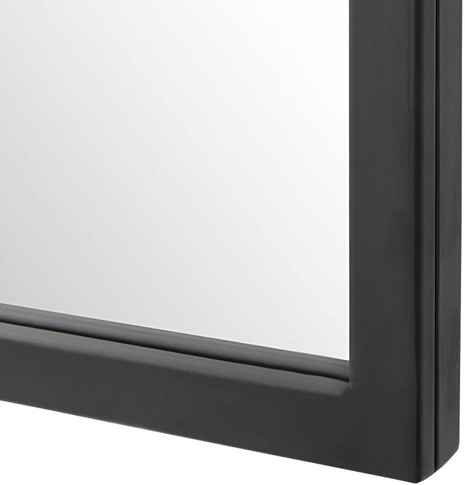 Kenitra Matte Black Metal 24" x 40" Arch Top Wall Mirror