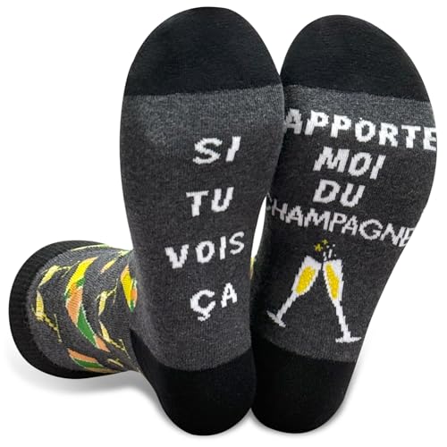 Chaussettes Humoristiques Homme 39-46 Cadeau Homme Chaussette Fantaisie Idee Cadeau Nouveauté Drole Pour Noël Anniversaire Saint Valentin (FR/ES, Numérique, 39, 46, Taille normale, VIOLET-JEUX)