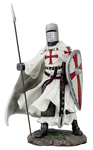 7 inches/18 cm Templar with Sheild and Spear Statue