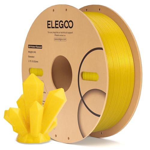 Image of ELEGOO PLA Filament 1.75mm Sparkle Gold Yellow 1KG, Glitter Twinkling 3D Printer Filament Dimensional Accuracy + /- 0.02mm, 1kg Spool(2.2lbs) Fits for Most FDM 3D Printers