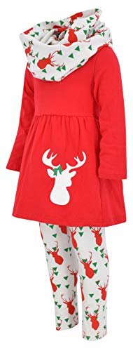 Image of Unique Baby Girls Kids Toddler 3pc Outfit Set Long Sleeve Soft Knit Tunic Top Leggings and Scarf