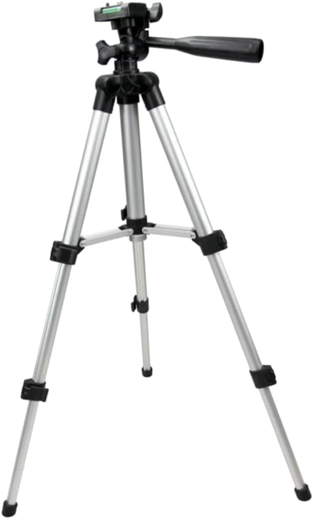 Angoily Adjustable Height Camera Tripod Rotating Telescopic Stand with Quick Release Mount for DSLR Video Cameras and Tablets Lightweight Silver