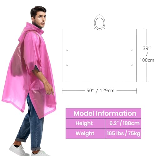 Image of Allextreme EVA Poncho Raincoat Transparent Hooded Water Resistant Rain Jacket with Sleeves for Women Men Camping Rainy Season Travel (Pink)