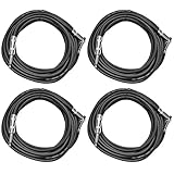 Seismic Audio SAGC20R-Black-4Pack Black 20-Feet Right Angle to Straight Guitar Cables, 4-Pack