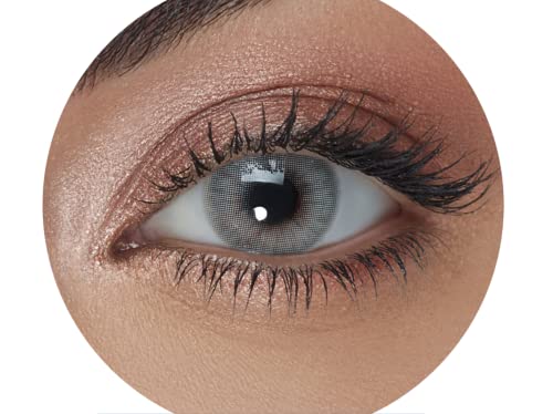 MYSALENS® Lentilles De Contact De Couleur Hidrocor Graphite Gris Naturelle très haute opacité Kit De Rangement Boitier Pince applicateur Offert 12 Mois sans...