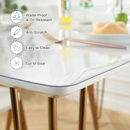 Image of LovePads Clear Table Cover Protector 40 x 60 Inch, 1.5mm Thick Plastic Mat