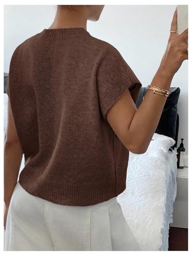 Image of SOLY HUX Women's Short Sleeve Sweater 3D Floral Sweaters Pullover Tank Tops Knit Vest Trendy Fashion Clothing