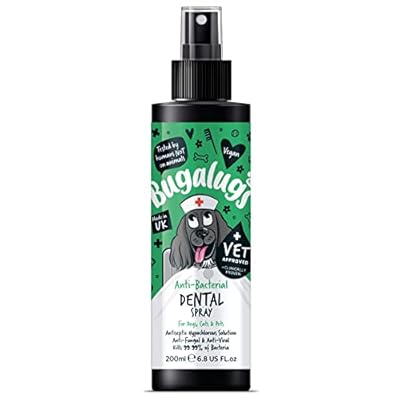 BUGALUGS Dog Breath Freshener Spray & Dog Plaque Remover - Natural Dog Teeth Cleaning Products For Bad Breath, Anti-Bacterial Dog Breath Freshener In Water Mouthwash For Dogs & Cats (200ml Spray)