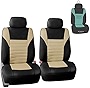 FH Group Car Seat Covers Premium 3D Air Mesh Front Pair Set Airbag Compatible Beige and Black Automotive Seat Covers Universal Fit Interior Accessories for Cars Trucks and SUVs FB068102