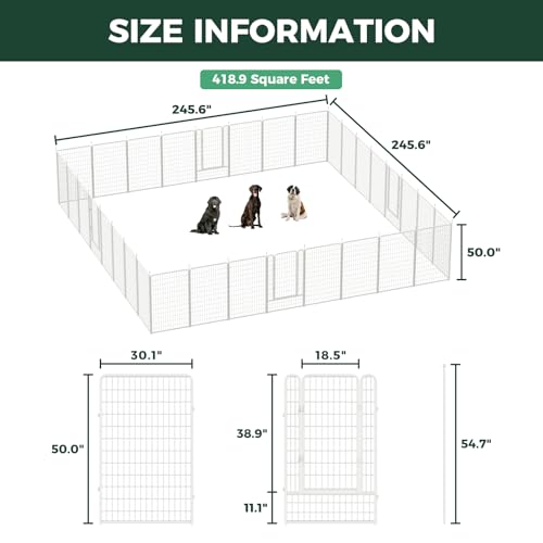 Image of FXW Rollick Unleashed Dog Playpen for Indoor, Yard, RV Camping, 50 inch 32 Panels for Large Dogs, White│Patented