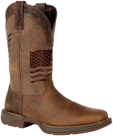 Durango Brown Distressed Flag Embroidery Western Boot Size 10(W) | Image 1