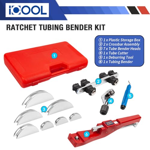 ICOOL Tubing Bender Kit Hand Tool 1/4 to 7/8 Inch for Soft Copper Aluminum HVAC Refrigeration System Maintenance, with Tube Cutter - Image 8