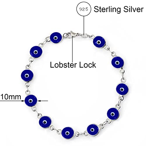 Savlano 925 Sterling Silver Glass Bead Evil Eye Bracelet - 7" inch Evil Eye Bracelet for Women Comes with Gift Box2