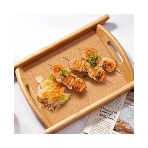 Plateau en bois de service rectangulaire robuste avec anses intégrées
