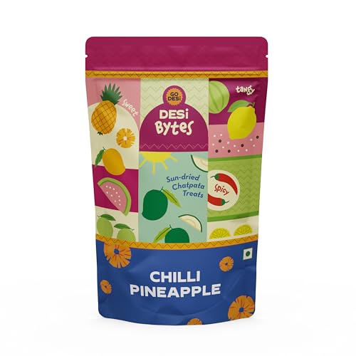 Image of GO DESi Chilli Pineapple Candy, 150g, Fruit Snacks, Bites, Dehydrated (Pack of 3)