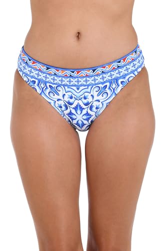Bas de maillot de bain hipster bleu Alboran Sea taille 16 La Blanca avec bandes