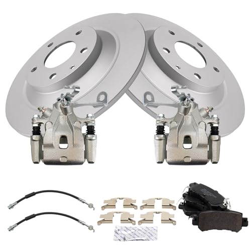 Image of TRQ Rear Brake Pad & Rotor Kit Semi-Metallic Premium G-Coated Compatible with 2013-2015 Mazda CX-5