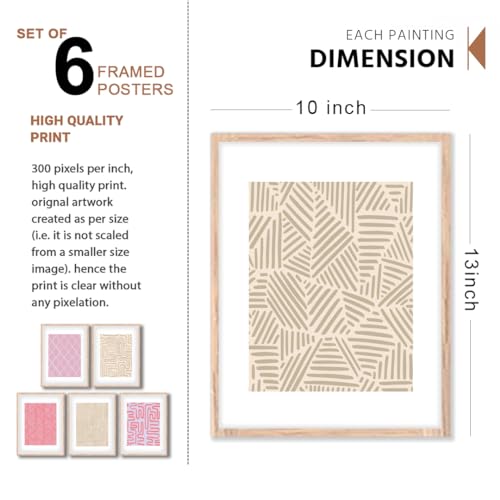 Image of NoWorries Modern art Wall paintings for living room Pestal colour Frames for wall decor - Wall framed posters for home decoration (Pattern-Minimal art) Set of 6 (10x13inches Multicolor) (ART-8)