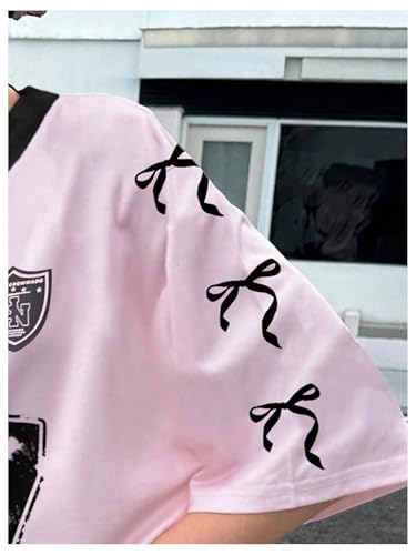 SOLY HUX Girl's Jersey Shirts Short Sleeve V Neck Oversized T-Shirts Number Graphic Summer Tops3