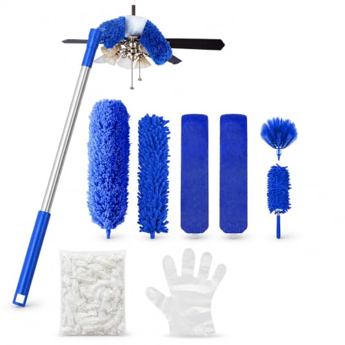 Ceiling Fan Cleaning Kit - Extendable Duster - Disposable Gloves - Hair Cap