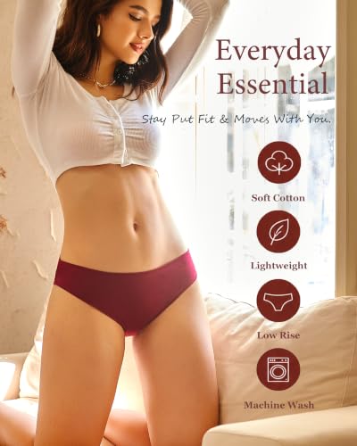 Image of Cotton Underwear for Women Cheeky Hipster Panties Sexy Cute Bikinis 6 Pack