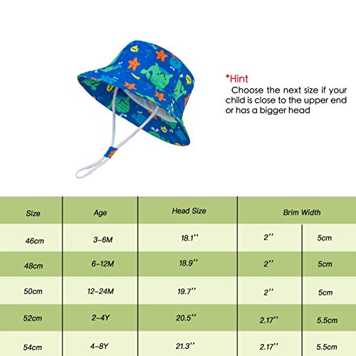 Image of LANGZHEN Sun Protection Hat for Kids Toddler Boys Girls Wide Brim Summer Play Hat Cotton Baby Bucket Hat with Chin Strap