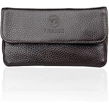 Genuine Leather Smoking Tobacco Pipe Pouch Case Bag for 2 Pipes Tamper Filter Tool Cleaner Preserve Freshness Brown