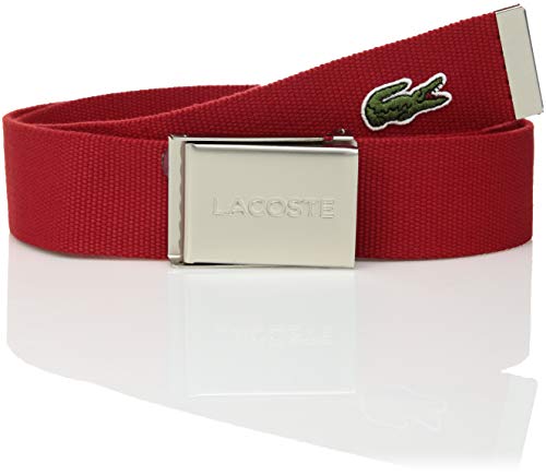 Lacoste Men's L.12.12 Textile Signature Croc Logo Belt, Red, 43