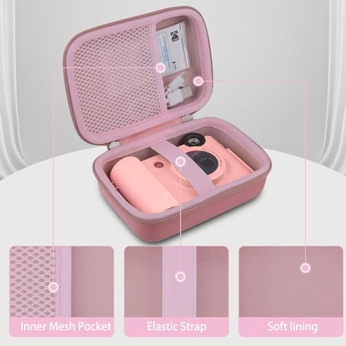 Image of khanka Hard Case for Kodak Smile+ /Kodak Smile Plus Camera,Pink | EVA Hard Shell, Mesh Pocket Accessory Storage, Travel-Ready Portable Storage, Easy Carry Handle, Protective Case Only