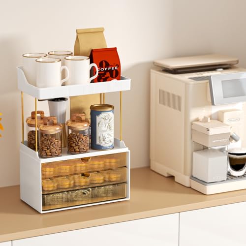 3 Drawers Makeup Organizer - 5 Tier Bathroom Organizers and Storage, Versatile Perfume Vanity Organizer, Ideal for Cosmetic, Large Skincare, Face Mask, Office Supplies, Amber - Image 4