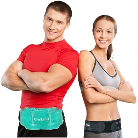 EverRelief SI Belt Hip Brace-Sacroiliac Joint Support for Men or Women & Hot or Cold Gel Bead Back Therapy Wrap for Pain, Swelling & Soreness-Two Piece Bundle Cover