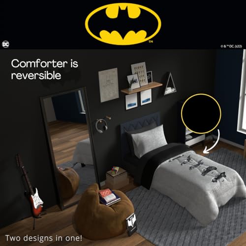 Image of Batman Classic Bedding Super Soft Cozy Microfiber Reversible Comforter, Twin, (Officially Licensed Product) By Franco Collectibles
