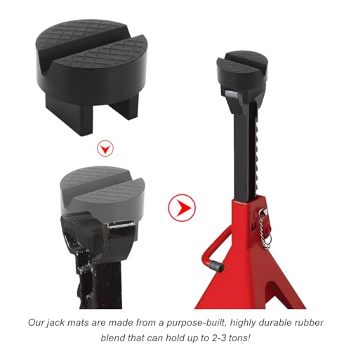 Image of 2 PCS Car Jack Stand Support Pad, Universal Floor Jack Stand Rubber Pad Guard Adapter, Unique Design Slotted Frame Rail Pinch Welds Protector for Floor Jacks, Car Accessories