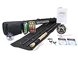 Wild Water Fly Fishing Fortis Series CNC Machined Fly Reel, 9 Foot, 4-Piece, 9/10 Weight Fly Rod Complete Fly Fishing Rod and Reel Combo Starter Package with Saltwater Flies