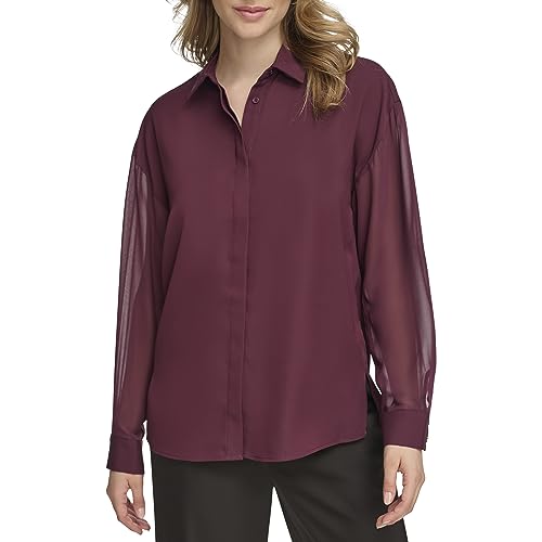 Calvin Klein Women's Button Front Long Sleeve Blouse2
