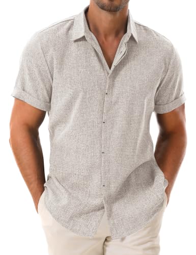 Drazivon Men's Linen Short Sleeve Button Down Casual Shirts Off-White 4XL - image 1