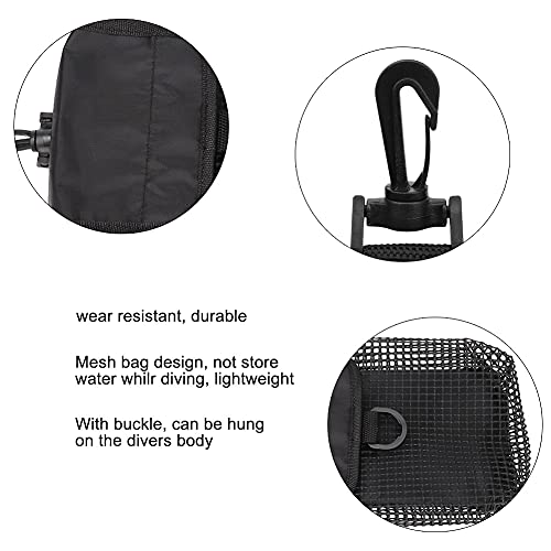Sac de plongée compact en maille noir pour protéger et transporter une bouée de marquage
