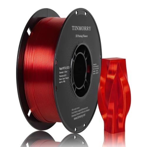 Image of TINMORRY PETG Filament 1.75, Rapid PETG-Eco 3D Printer Filament, Compatible with Most FDM 3D Printers, 1 KG 1 Spool, Transparent Red