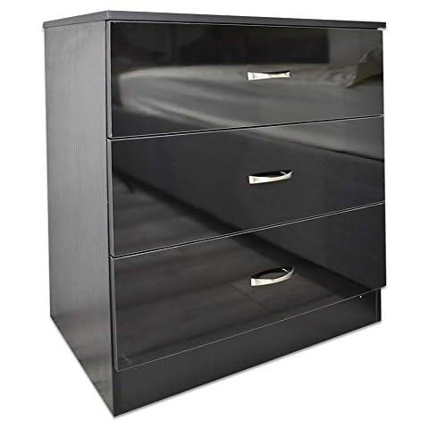 Furnished with Style Drawer Chest, Wood, Black Gloss, 40 x 60 x 68.5 cm Cover