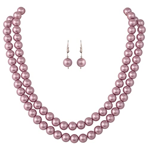 Ratnavali Jewels Imitation Pearl 10MM Bead Size Double Strand Nec...