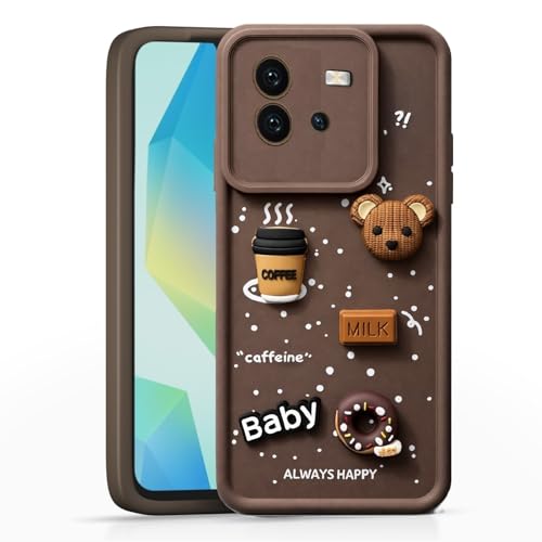 Image of Bintage Ball Bear| Donut| Milk Cake| Baby| Coffee Rubber Case Full Body & Camera Protection Back Cover Compatible for IQOO Neo 6 5G - Brown