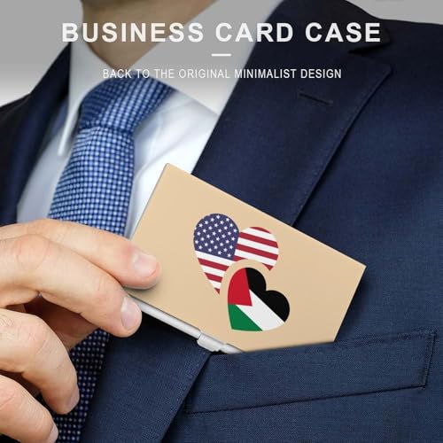 Palestine U.S. Flag Business Card Holder Slim Credit Case Pocket Name Case Wallet for Men Women3