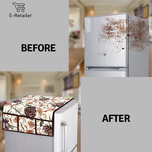 Image of Combo Set of 1 Pc Fridge Top Cover and 6 Pc Fridge Mats (Brown, Set of 7)