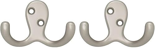 Liberty Hardware B46114Q-SN-C5 - Gancho para bata de doble punta, níquel satinado (paquete de 2)