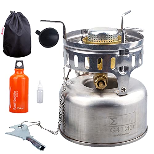 Camping Stove Portable, Mini Petrol Camp Stove, Ultralight Backpacking Stoves Gasoline Camping ​Burner Heater with Storage Bag for Outdoor Cooking, Weight: 405G/810G